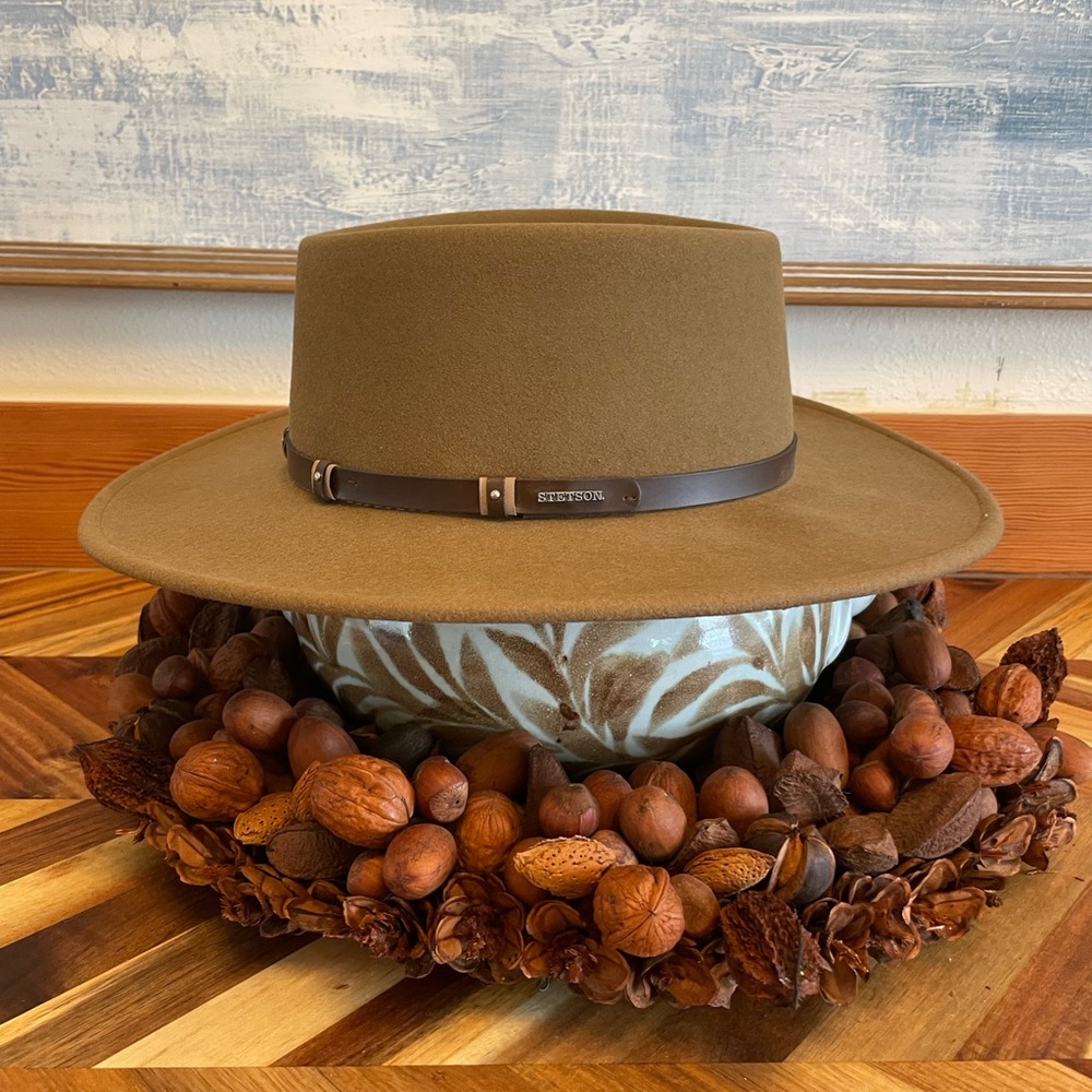 Stetson Olive-Brown Felt Ranch Hat with Dark Brown Leather Band